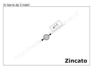 Tondo pieno diam.10mm. zincato in barre da 3 metri in ferro