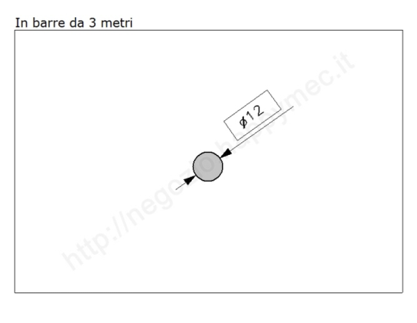 Tondo pieno diam.12mm. grezzo in barre da 3 metri in ferro