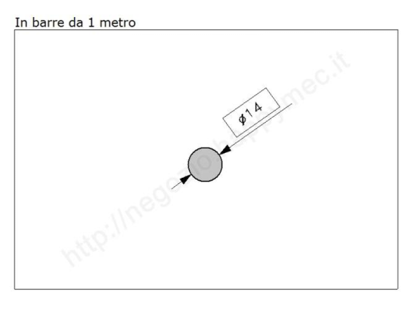 Tondo pieno diam.14mm. grezzo in barre da 1 metro in ferro