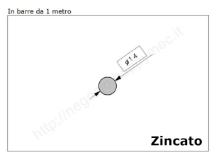 Tondo pieno diam.14mm. zincato in barre da 1 metro in ferro