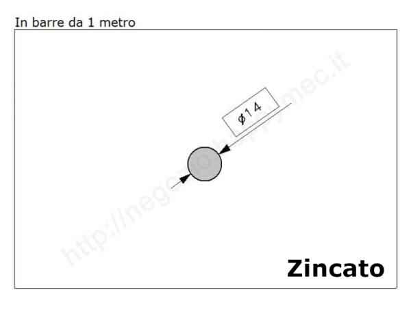 Tondo pieno diam.14mm. zincato in barre da 1 metro in ferro