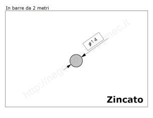 Tondo pieno diam.14mm. zincato in barre da 2 metri in ferro