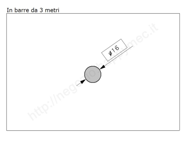 Tondo pieno diam.16mm. grezzo in barre da 3 metri in ferro