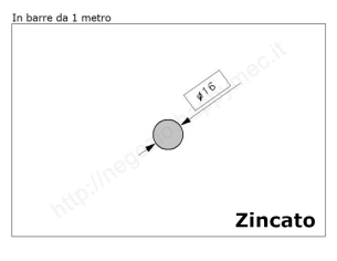 Tondo pieno diam.16mm. zincato in barre da 1 metro in ferro
