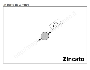 Tondo pieno diam.16mm. zincato in barre da 3 metri in ferro