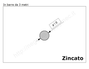 Tondo pieno diam.18mm. zincato in barre da 3 metri in ferro