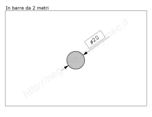 Tondo pieno diam.20mm. grezzo in barre da 2 metri in ferro