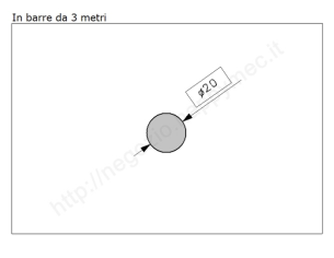 Tondo pieno diam.20mm. grezzo in barre da 3 metri in ferro