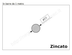 Tondo pieno diam.20mm. zincato in barre da 1 metro in ferro