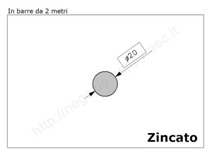 Tondo pieno diam.20mm. zincato in barre da 2 metri in ferro