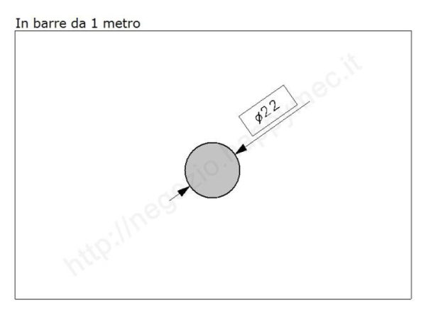 Tondo pieno diam.22mm. grezzo in barre da 1 metro in ferro