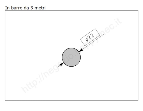 Tondo pieno diam.22mm. grezzo in barre da 3 metri in ferro