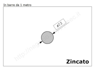 Tondo pieno diam.22mm. zincato in barre da 1 metro in ferro