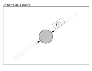 Tondo pieno diam.25mm. grezzo in barre da 1 metro in ferro