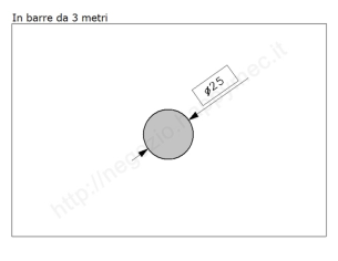 Tondo pieno diam.25mm. grezzo in barre da 3 metri in ferro