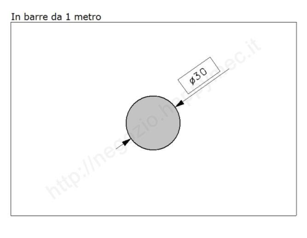 Tondo pieno diam.30mm. grezzo in barre da 1 metro in ferro