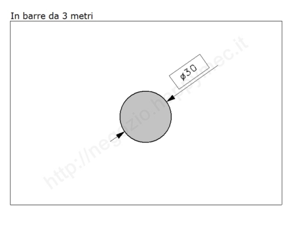 Tondo pieno diam.30mm. grezzo in barre da 3 metri in ferro