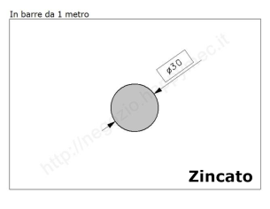 Tondo pieno diam.30mm. zincato in barre da 1 metro in ferro