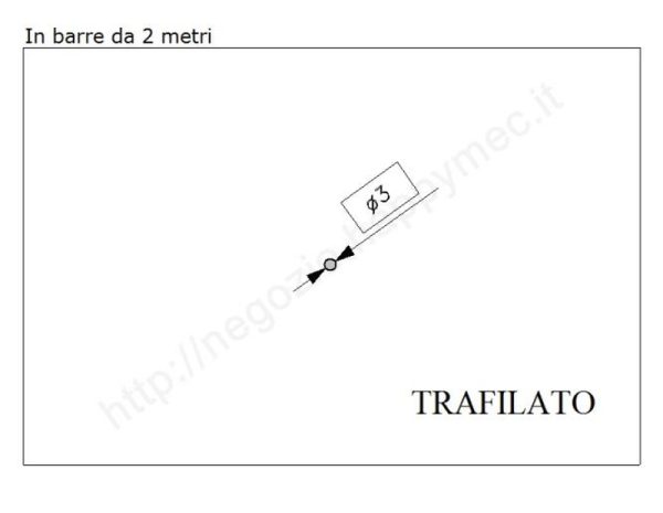 Tondo pieno diam.3mm. trafilato in barre da 2 metri in ferro