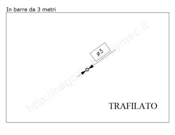 Tondo pieno diam.3mm. trafilato in barre da 3 metri in ferro