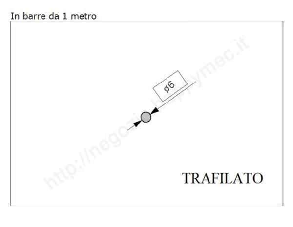 Tondo pieno diam.6mm. trafilato in barre da 1 metro in ferro