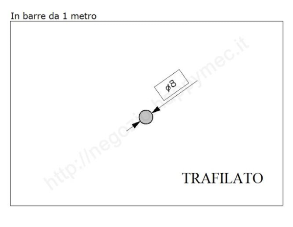 Tondo pieno diam.8mm. trafilato in barre da 1 metro in ferro