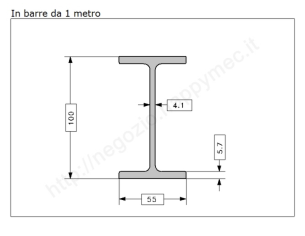 Travetto "IPE 100" in barre grezze da 1 metro in ferro