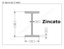 Travetto "IPE 100" in barre zincate da 2 metri in ferro