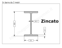 Travetto "IPE 100" in barre zincate da 3 metri in ferro