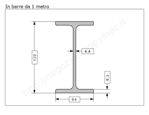 Travetto "IPE 120" in barre grezze da 1 metro in ferro