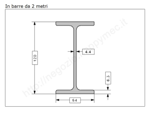 Travetto "IPE 120" in barre grezze da 2 metri in ferro