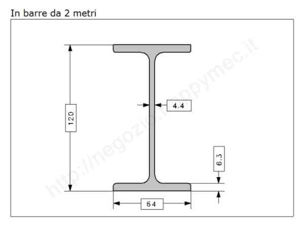 Travetto "IPE 120" in barre grezze da 2 metri in ferro