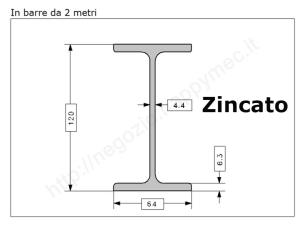 Travetto "IPE 120" in barre zincate da 2 metri in ferro