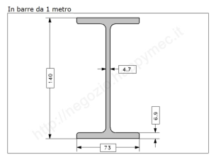 Travetto "IPE 140" in barre grezze da 1 metro in ferro