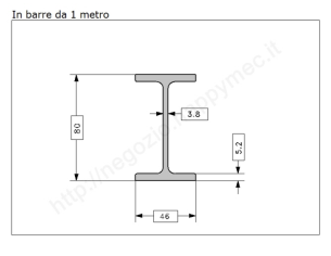 Travetto "IPE 80" in barre grezze da 1 metro in ferro