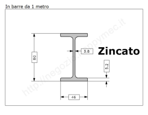 Travetto "IPE 80" in barre zincate da 1 metro in ferro