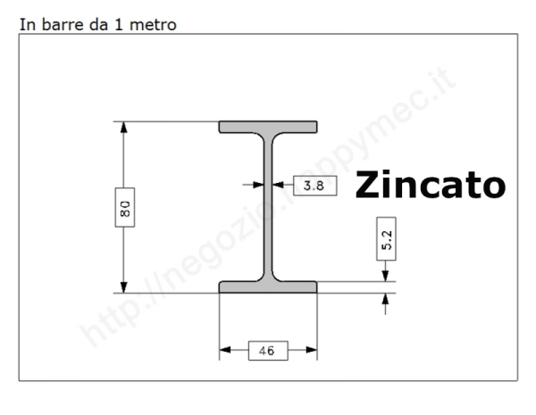 Travetto "IPE 80" in barre zincate da 1 metro in ferro