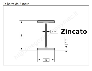 Travetto "IPE 80" in barre zincate da 3 metri in ferro