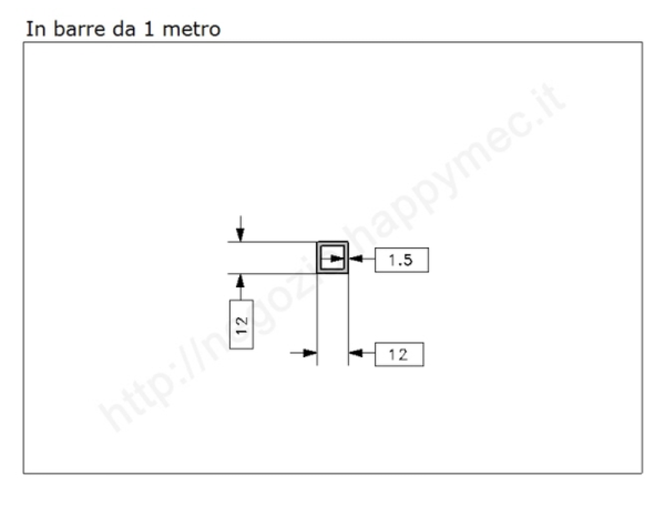 Tubo quadro grezzo 12x1,5 in barre da 1 metro in ferro