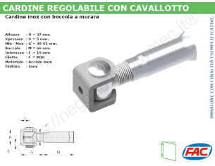 Cardine inox con cavallotto e boccola M18 a murare - accessori