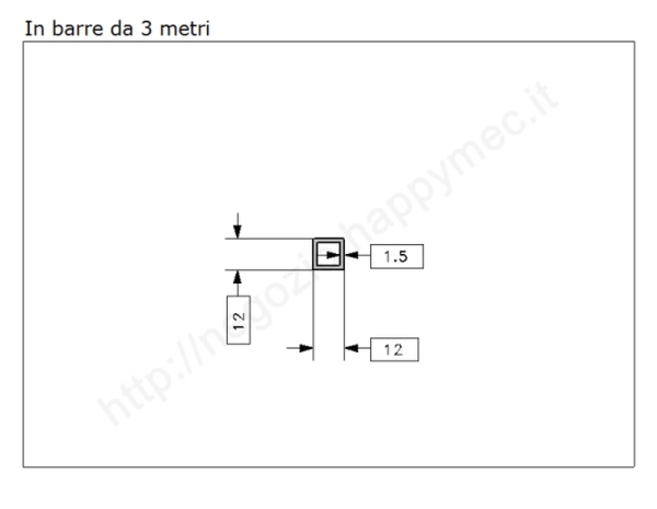 Tubo quadro grezzo 12x1,5 in barre da 3 metri in ferro