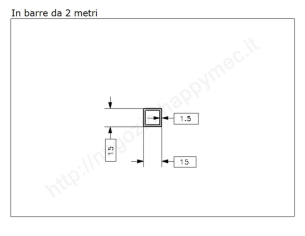 Tubo quadro grezzo 15x1,5 in barre da 2 metri in ferro