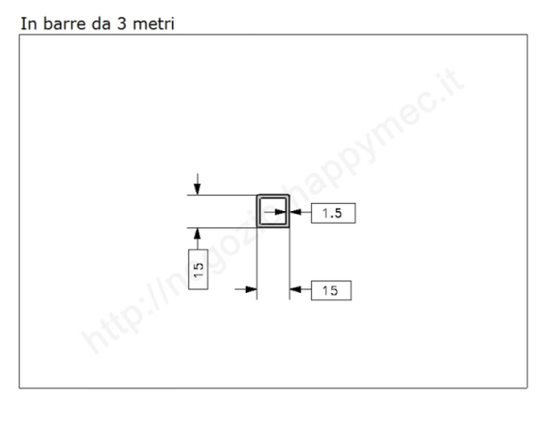 Tubo quadro grezzo 15x1,5 in barre da 3 metri in ferro