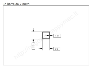 Tubo quadro grezzo 20x1,5 in barre da 2 metri in ferro