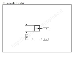 Tubo quadro grezzo 20x1,5 in barre da 3 metri in ferro
