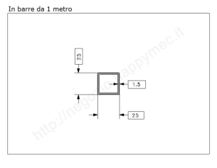 Tubo quadro grezzo 25x1,5 in barre da 1 metro in ferro