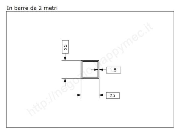 Tubo quadro grezzo 25x1,5 in barre da 2 metri in ferro