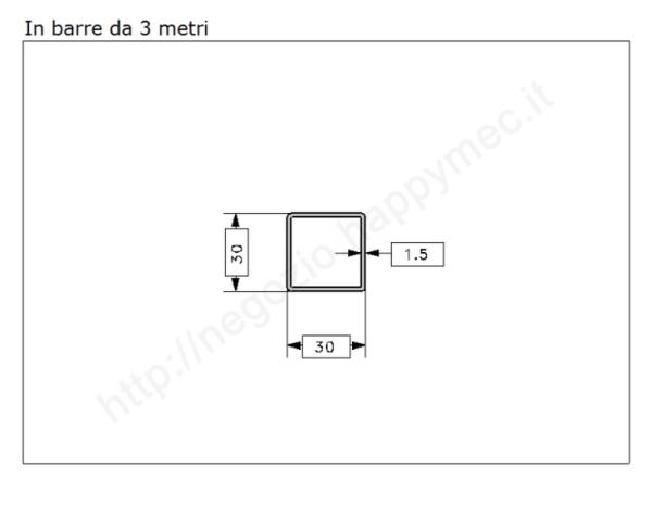 Tubo quadro grezzo 30x1,5 in barre da 3 metri in ferro