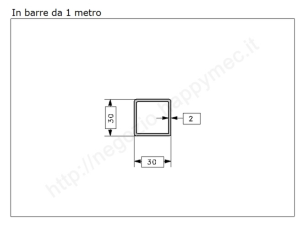 Tubo quadro grezzo 30x2 in barre da 1 metro in ferro