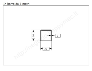 Tubo quadro grezzo 30x2 in barre da 3 metri in ferro